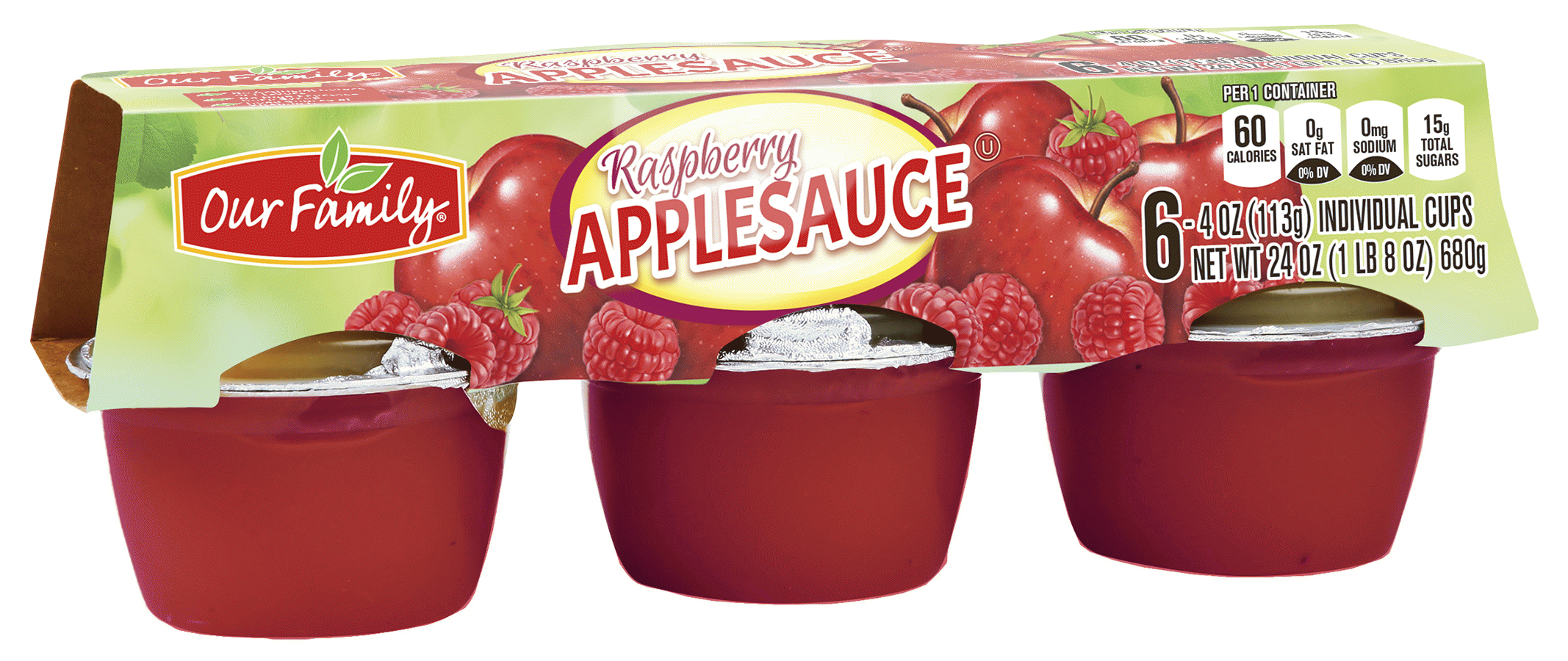 Our Family  applesauce, raspberry, 4-oz. cups Full-Size Picture